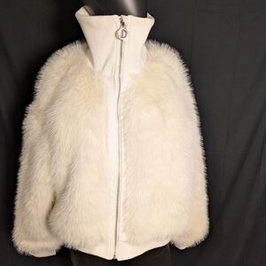Elegant White Faux Fur Jacket